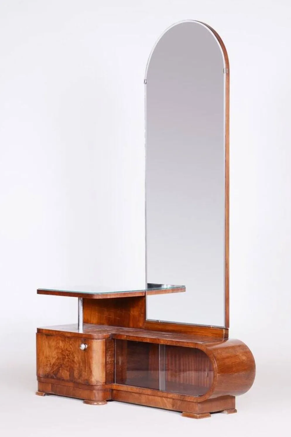 Miroir de toilette Art Déco en noyer, tchèque, années 1920