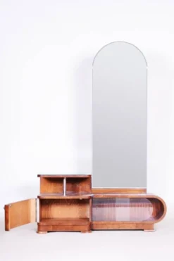 Miroir de toilette Art Déco en noyer, tchèque, années 1920
