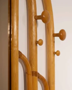 Miroir en rotin Malacca et porte-manteau, années 1960