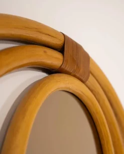 Miroir en rotin Malacca et porte-manteau, années 1960