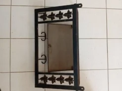 Miroir porte-manteau mural d'entrée en fer forgé – Style rustique / champêtre