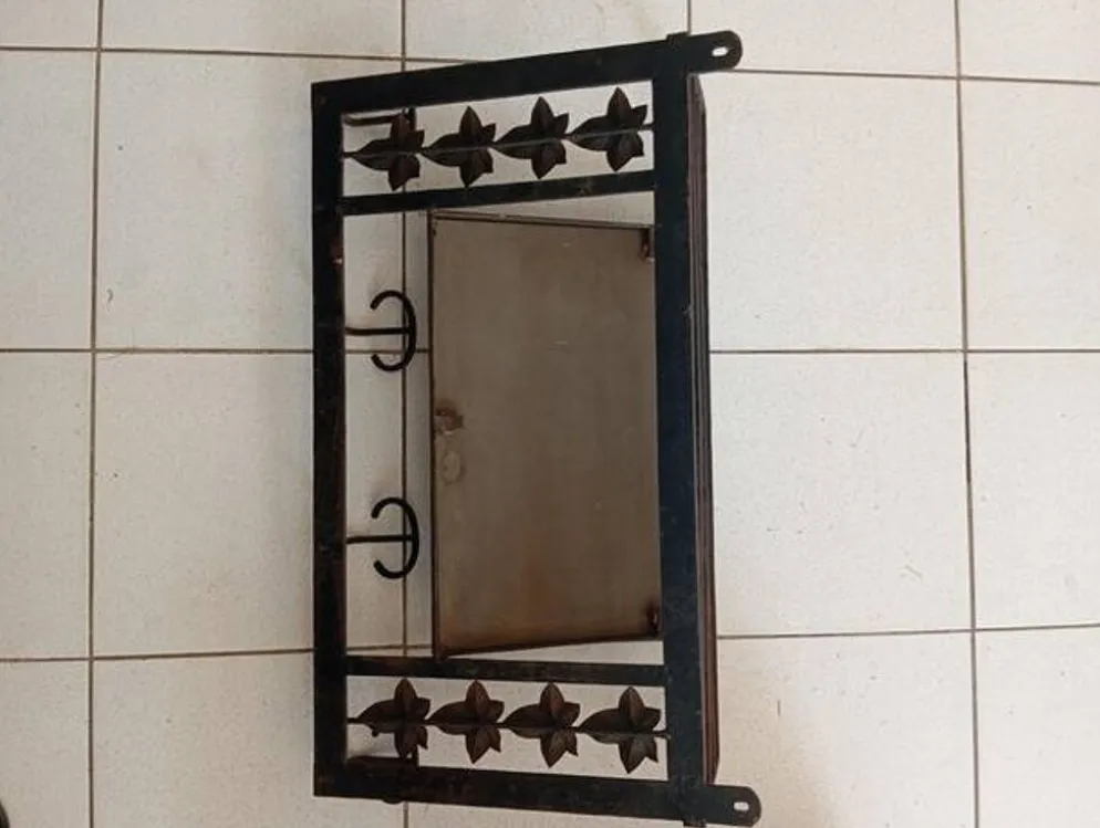 Miroir porte-manteau mural d'entrée en fer forgé – Style rustique / champêtre