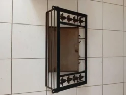 Miroir porte-manteau mural d'entrée en fer forgé – Style rustique / champêtre