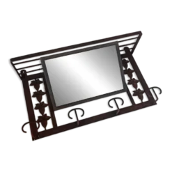 Miroir porte-manteau mural d'entrée en fer forgé – Style rustique / champêtre