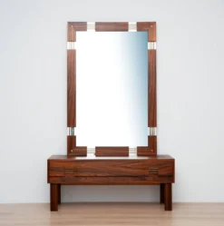 Miroir suédois du milieu du siècle avec console de coiffeuse – Ateljé Glas & Trä