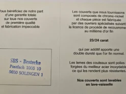 Ménagère de Luxe SBS Solingen- Modèle 4900 Munchen- 70 pièces- Or 23/24 car