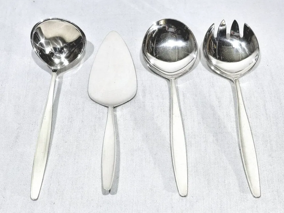 Ménagère georg jensen - modèle cypress - 133 pièces, argent massif