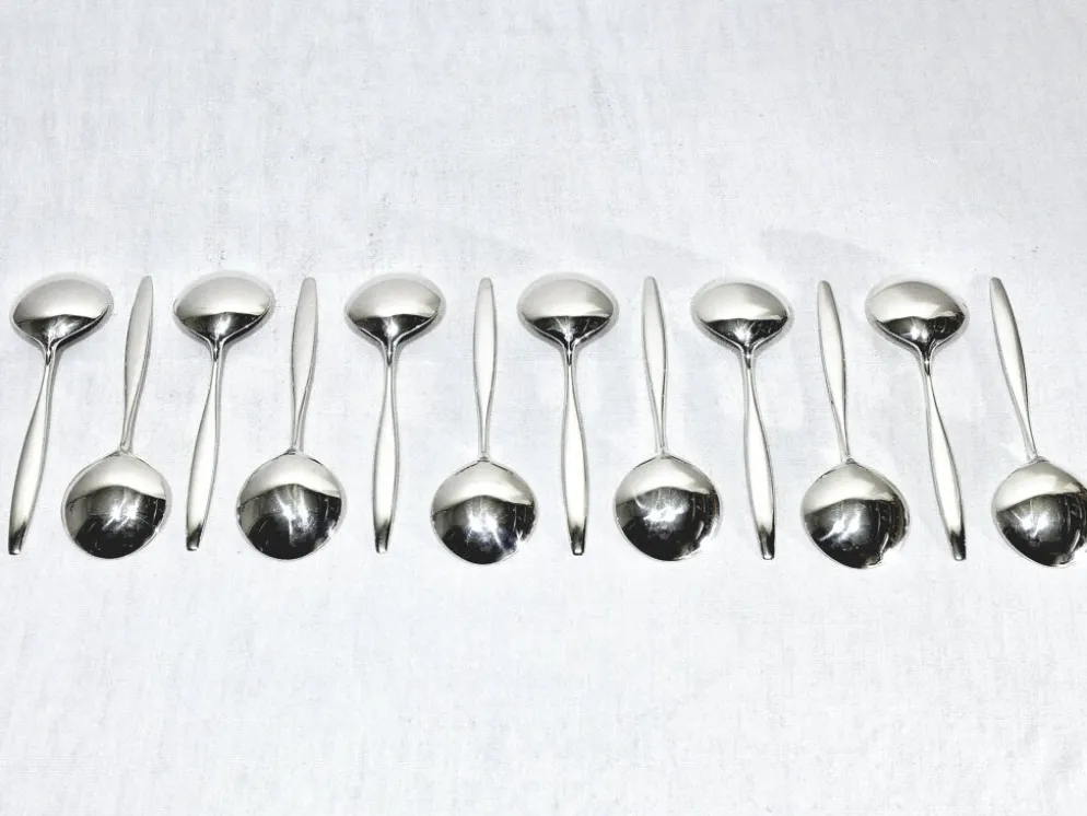 Ménagère georg jensen - modèle cypress - 133 pièces, argent massif