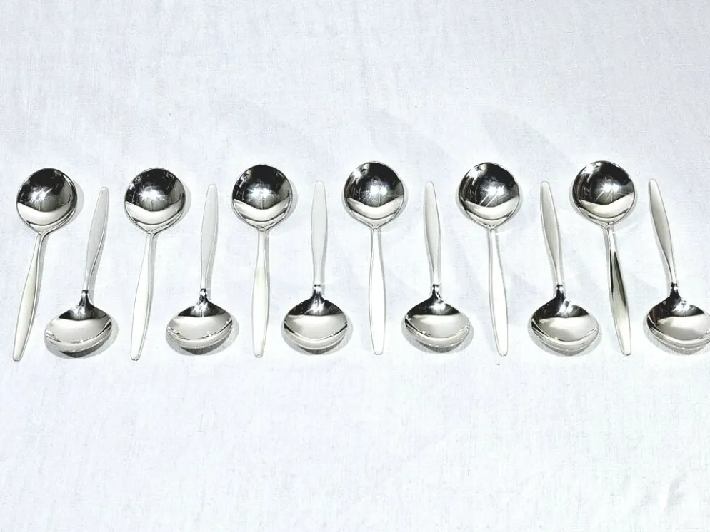 Ménagère georg jensen - modèle cypress - 133 pièces, argent massif