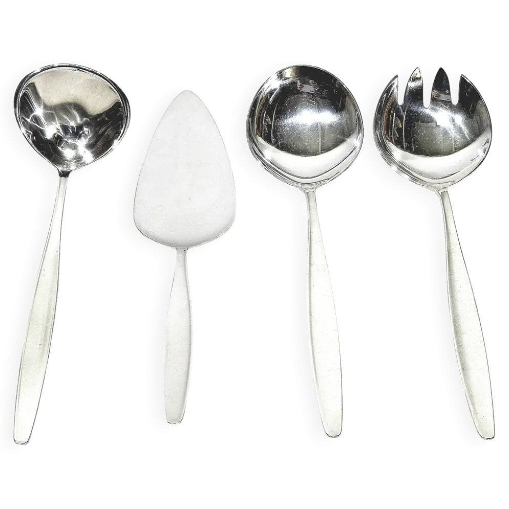 Ménagère georg jensen - modèle cypress - 133 pièces, argent massif