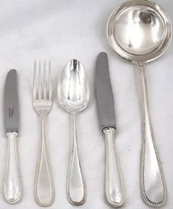 Ménagère 25 pièces François Frionnet en métal argenté, décor perles