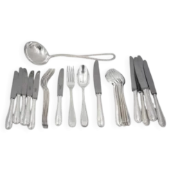 Ménagère 25 pièces François Frionnet en métal argenté, décor perles