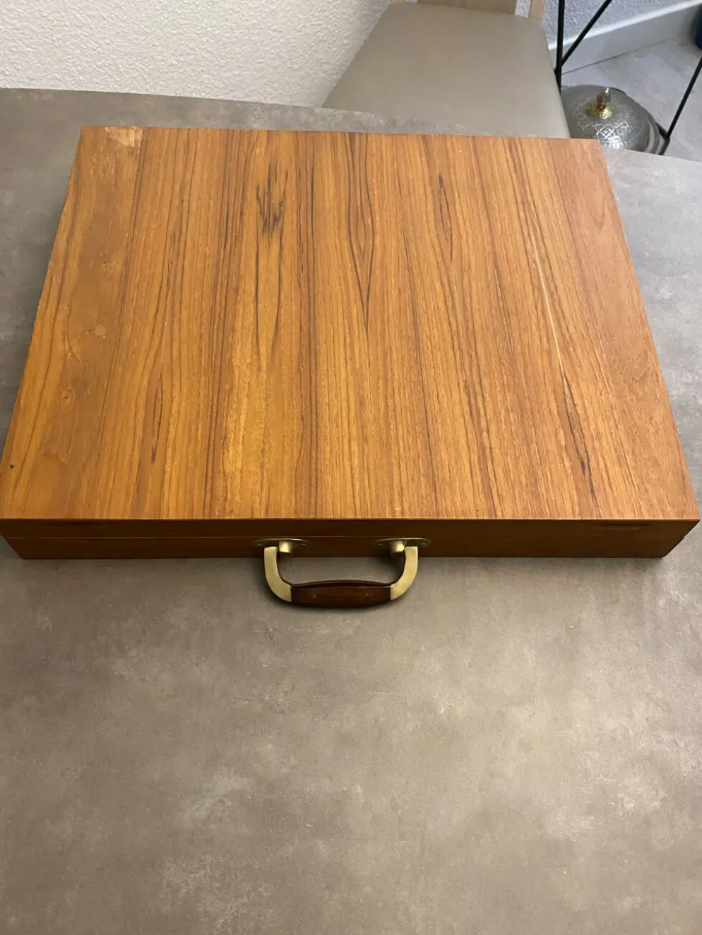 Ménagère Vintage Laiton & Teck Style Mid-Century – 1960/1970 – Manches