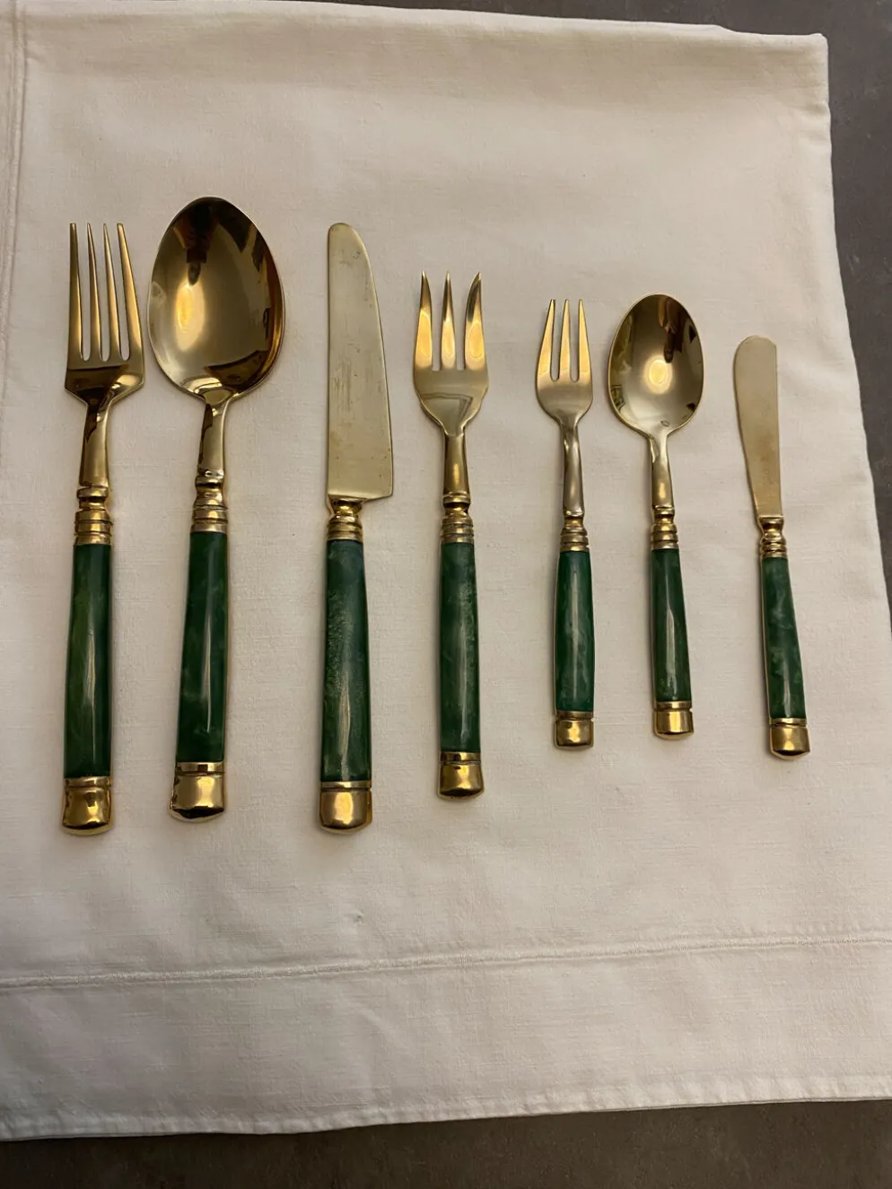 Ménagère Vintage Laiton & Teck Style Mid-Century – 1960/1970 – Manches