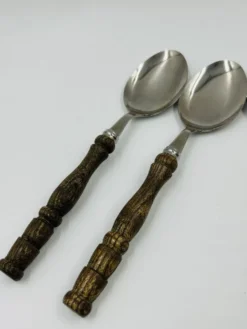 Ménagère vintage 22 pièces manches style bois