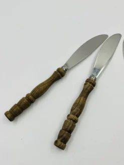 Ménagère vintage 22 pièces manches style bois