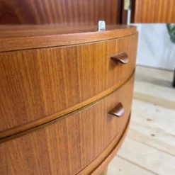 Mobilier d'angle moderne du milieu du siècle en teck avec des portes.