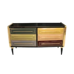 Mobilier de bar en bois massif et en verre coloré des années 1950, Italie