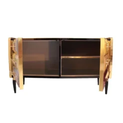 Mobilier de bar en bois massif et en verre coloré des années 1950, Italie