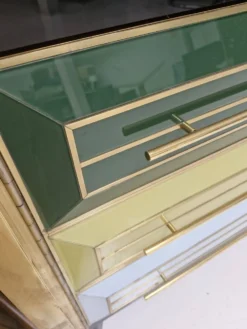 Mobilier de bar en bois massif et en verre coloré des années 1950, Italie