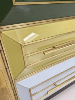 Mobilier de bar en bois massif et en verre coloré des années 1950, Italie