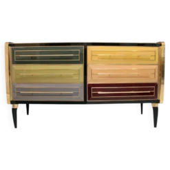 Mobilier de bar en bois massif et en verre coloré des années 1950, Italie
