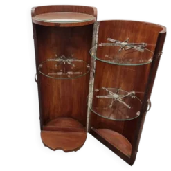Mobilier de bar rond en acajou de style Art déco français, années 1920/30