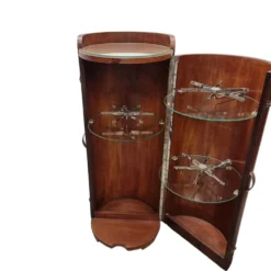 Mobilier de bar rond en acajou de style Art déco français, années 1920/30