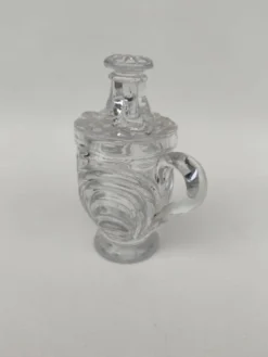 Moutardier en cristal moulé, première partie du XX ème siècle.