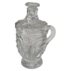 Moutardier en cristal moulé, première partie du XX ème siècle.