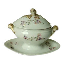Moutardier sur dormant en porcelaine paris Limoges decor floral