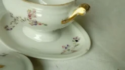 Moutardier sur dormant en porcelaine paris Limoges decor floral