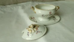 Moutardier sur dormant en porcelaine paris Limoges decor floral