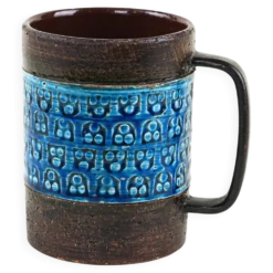 Mug en céramique Trifoglio Blue, design italien, années 1960, designer : Aldo Londi, ma