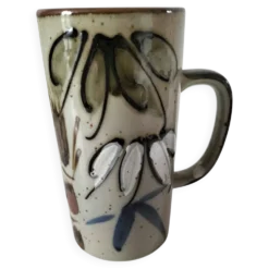Mug en grès émaillé décor libre, travail de potier vintage
