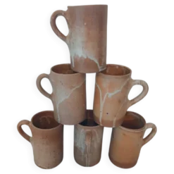 6 mugs / tasses / chopes en grès