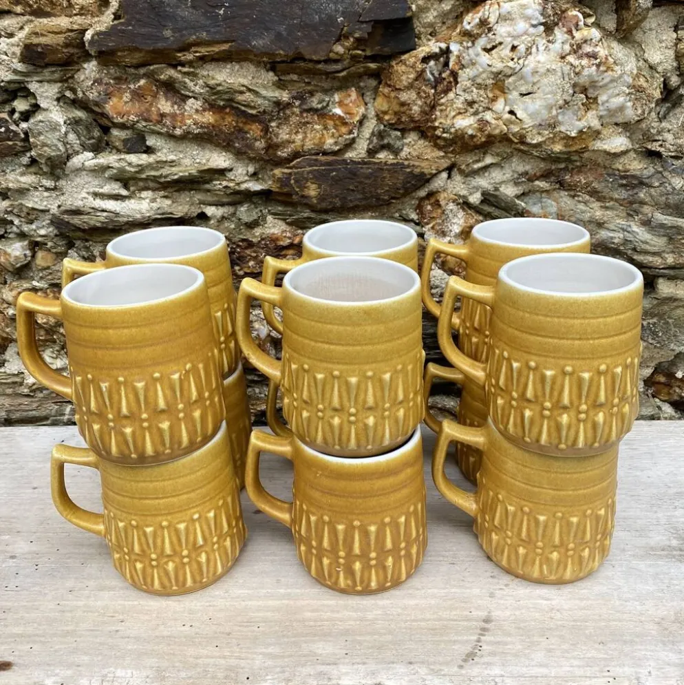 Mugs vintage BP en céramique années 70