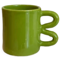 Mug tasse céramique anse vague graphique design coloré vert pomme acidulé