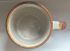 Mug / Tasse vintage en grès – Motif floral peint à la main – Style ann