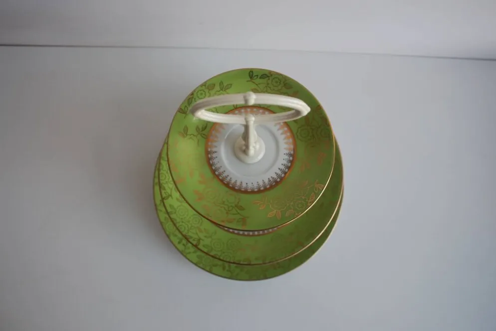 Multi-tiered porcelain tray, Stará Role porcelain, Czechoslovakia, 1950s.