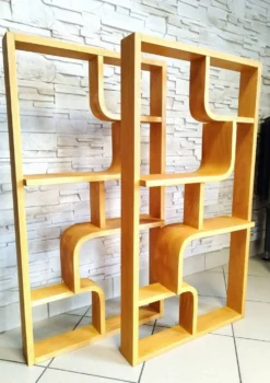 Mur en contreplaqué courbé, bibliothèque, parterre de fleurs, Volak par Holesov, Tchécoslovaquie des années 1960