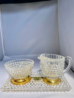 Nécessaire à café en cristal de Bohême doré à l’or fin – Années 60/80