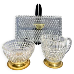 Nécessaire à café en cristal de Bohême doré à l’or fin – Années 60/80