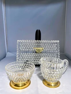 Nécessaire à café en cristal de Bohême doré à l’or fin – Années 60/80