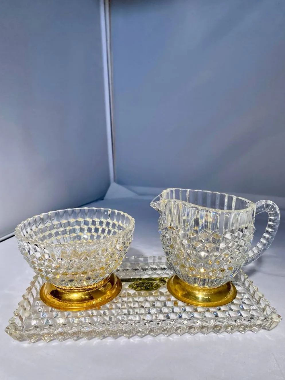 Nécessaire à café en cristal de Bohême doré à l’or fin – Années 60/80