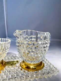 Nécessaire à café en cristal de Bohême doré à l’or fin – Années 60/80