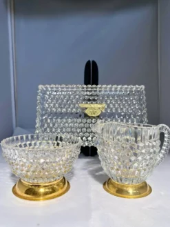 Nécessaire à café en cristal de Bohême doré à l’or fin – Années 60/80