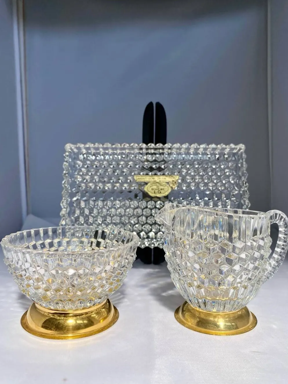 Nécessaire à café en cristal de Bohême doré à l’or fin – Années 60/80