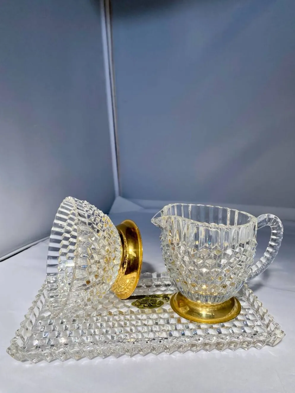 Nécessaire à café en cristal de Bohême doré à l’or fin – Années 60/80