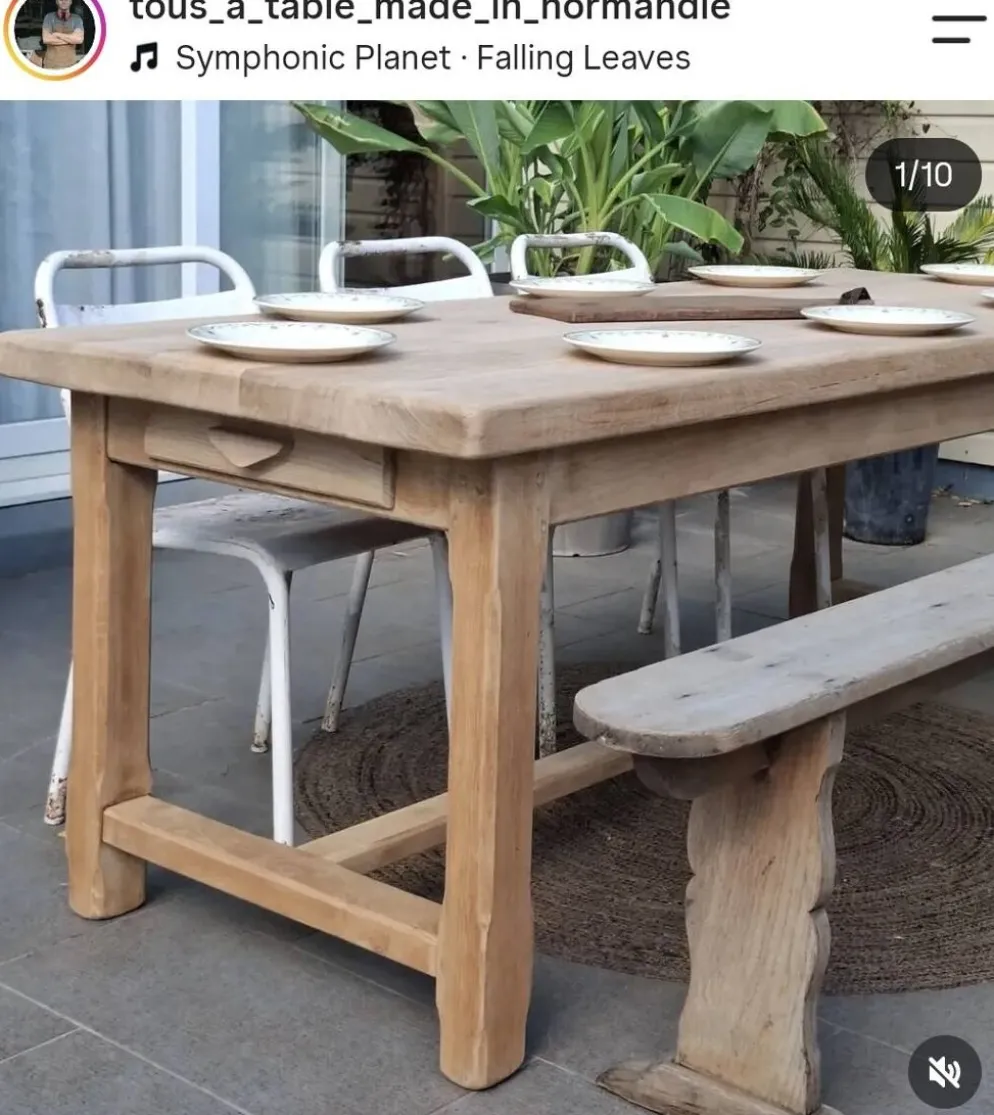 N052 table de ferme rénovée